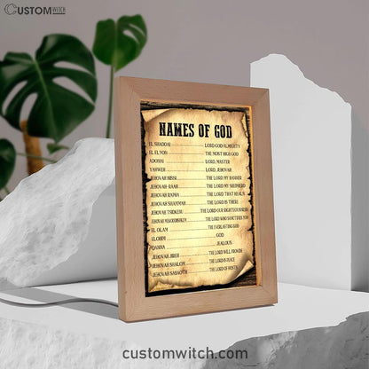 Names Of God Christian Night Light - Bible Verse Decor - Scripture Art