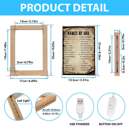 Names Of God Christian Night Light - Bible Verse Decor - Scripture Art