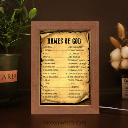 Names Of God Christian Night Light - Bible Verse Decor - Scripture Art