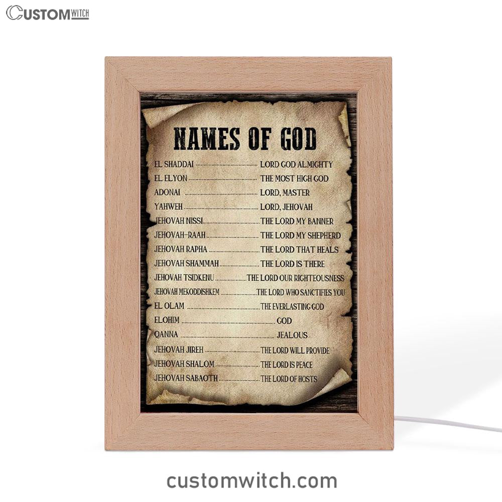 Names Of God Christian Night Light - Bible Verse Decor - Scripture Art
