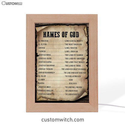 Names Of God Christian Night Light - Bible Verse Decor - Scripture Art