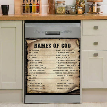 Names Of God Dishwasher Cover, The Old Testament, Christian Kitchen Decoration