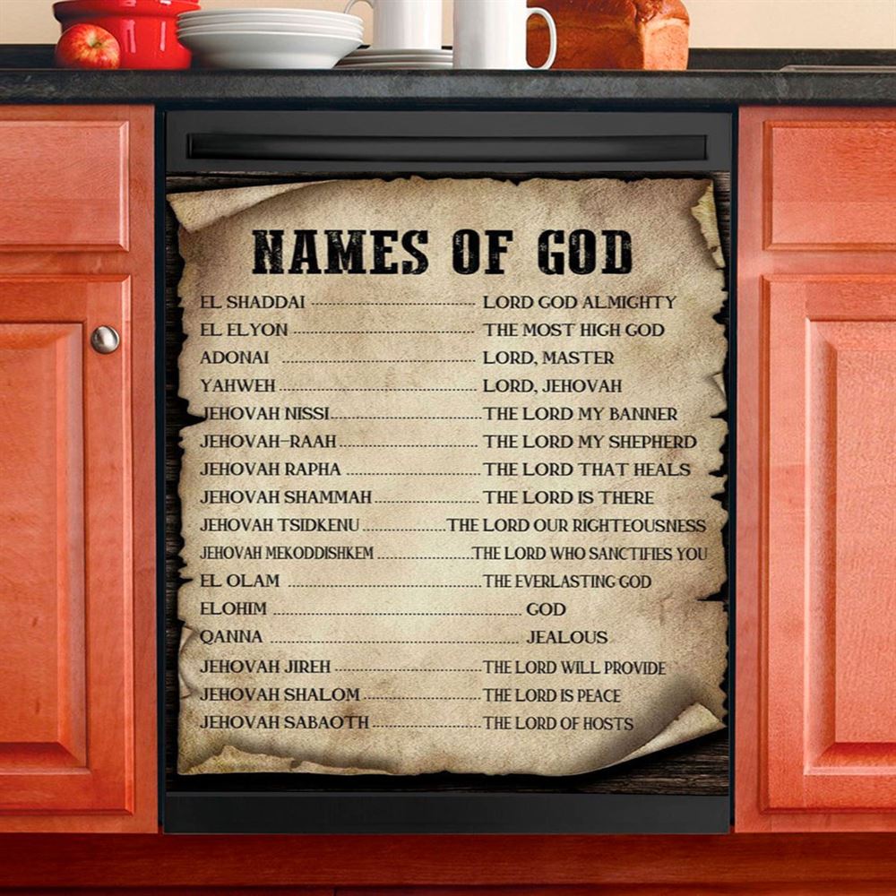 Names Of God Dishwasher Cover, The Old Testament, Christian Kitchen Decoration