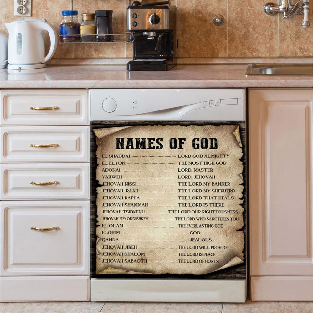 Names Of God Dishwasher Cover, The Old Testament, Christian Kitchen Decoration