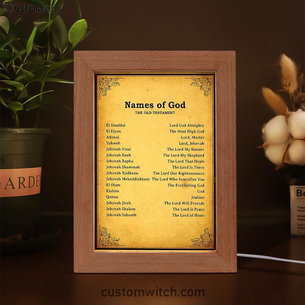 Names Of God Frame Lamp Art - The Old Testament - Christian Night Light Decor