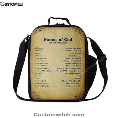 Names Of God Lunch Bag - The Old Testament, Bible Verse Lunch Bag For Men And Women