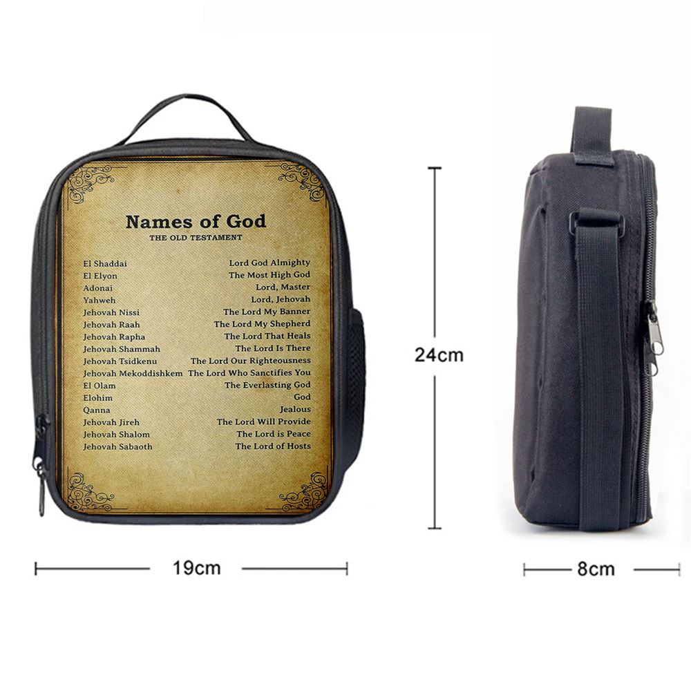 Names Of God Lunch Bag - The Old Testament, Bible Verse Lunch Bag For Men And Women