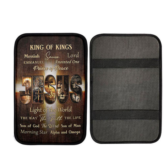 Names Of Jesus Warrior Of God Car Center Console Cover, Christian Gift Car Armrest Pad