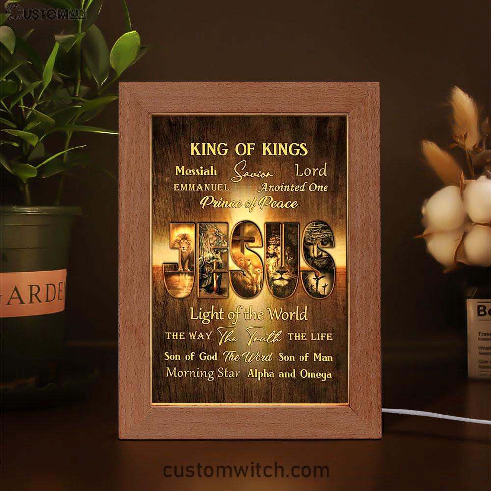 Names Of Jesus Warrior Of God Frame Lamp Print - Inspirational Frame Lamp Art - Christian Art Home Decor