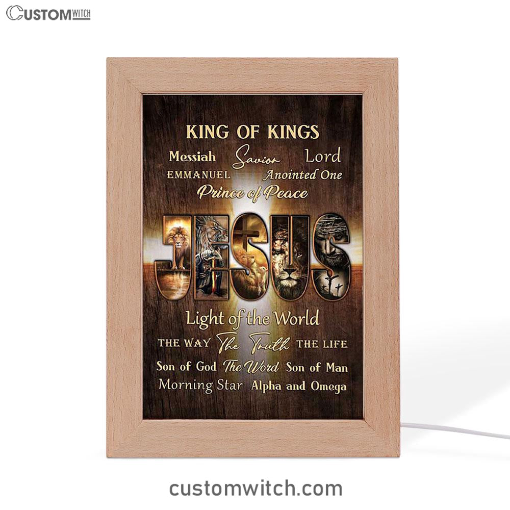 Names Of Jesus Warrior Of God Frame Lamp Print - Inspirational Frame Lamp Art - Christian Art Home Decor
