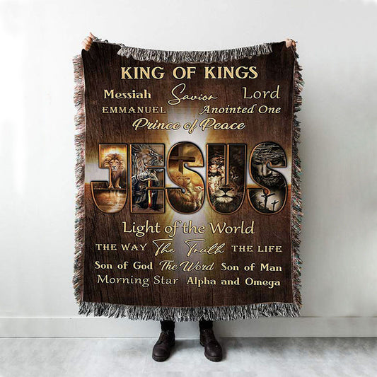 Names Of Jesus Warrior Of God Woven Blanket Print - Inspirational Woven Blanket Art - Christian Throw Blanket Home Decor