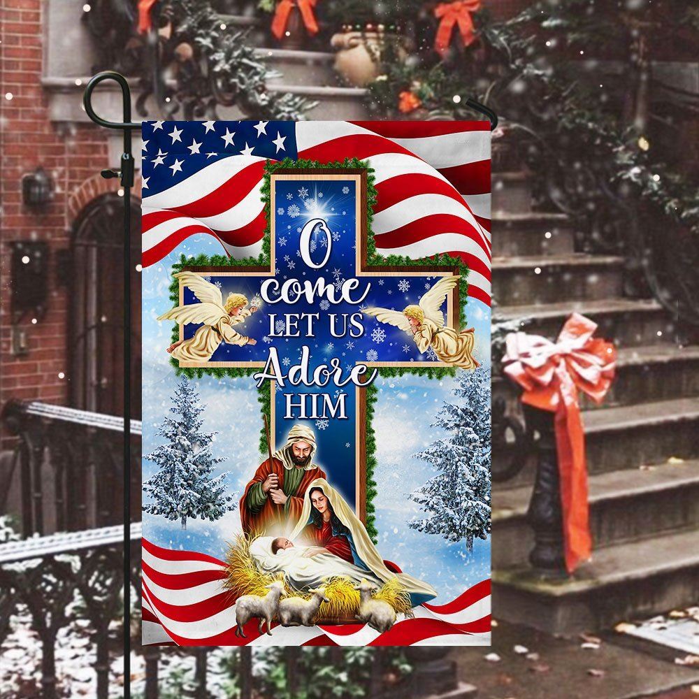 Nativity Christmas Flag O Come Let Us Adore Him Flag, Christian Christmas House Flag, Christmas Outdoor Decor Ideas