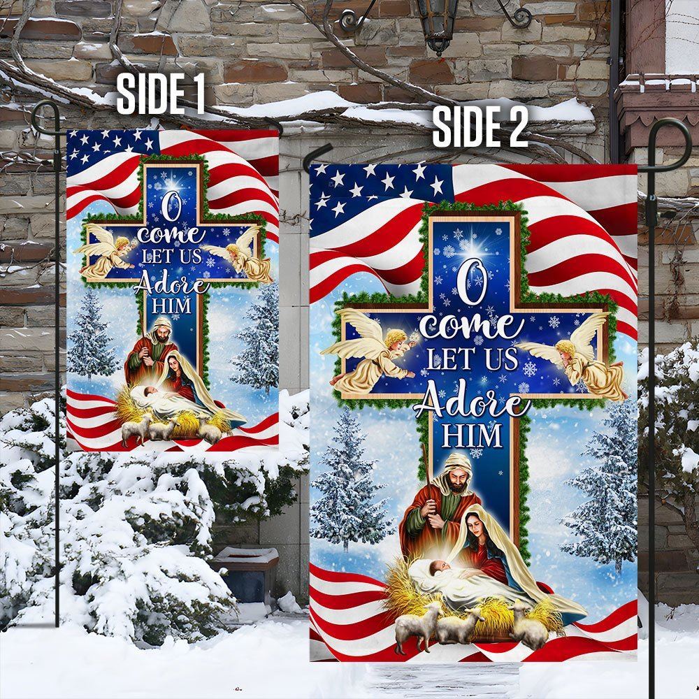 Nativity Christmas Flag O Come Let Us Adore Him Flag, Christian Christmas House Flag, Christmas Outdoor Decor Ideas