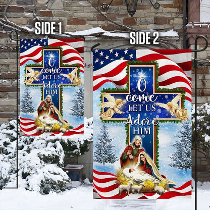 Nativity Christmas Flag O Come Let Us Adore Him Flag, Christian Christmas House Flag, Christmas Outdoor Decor Ideas