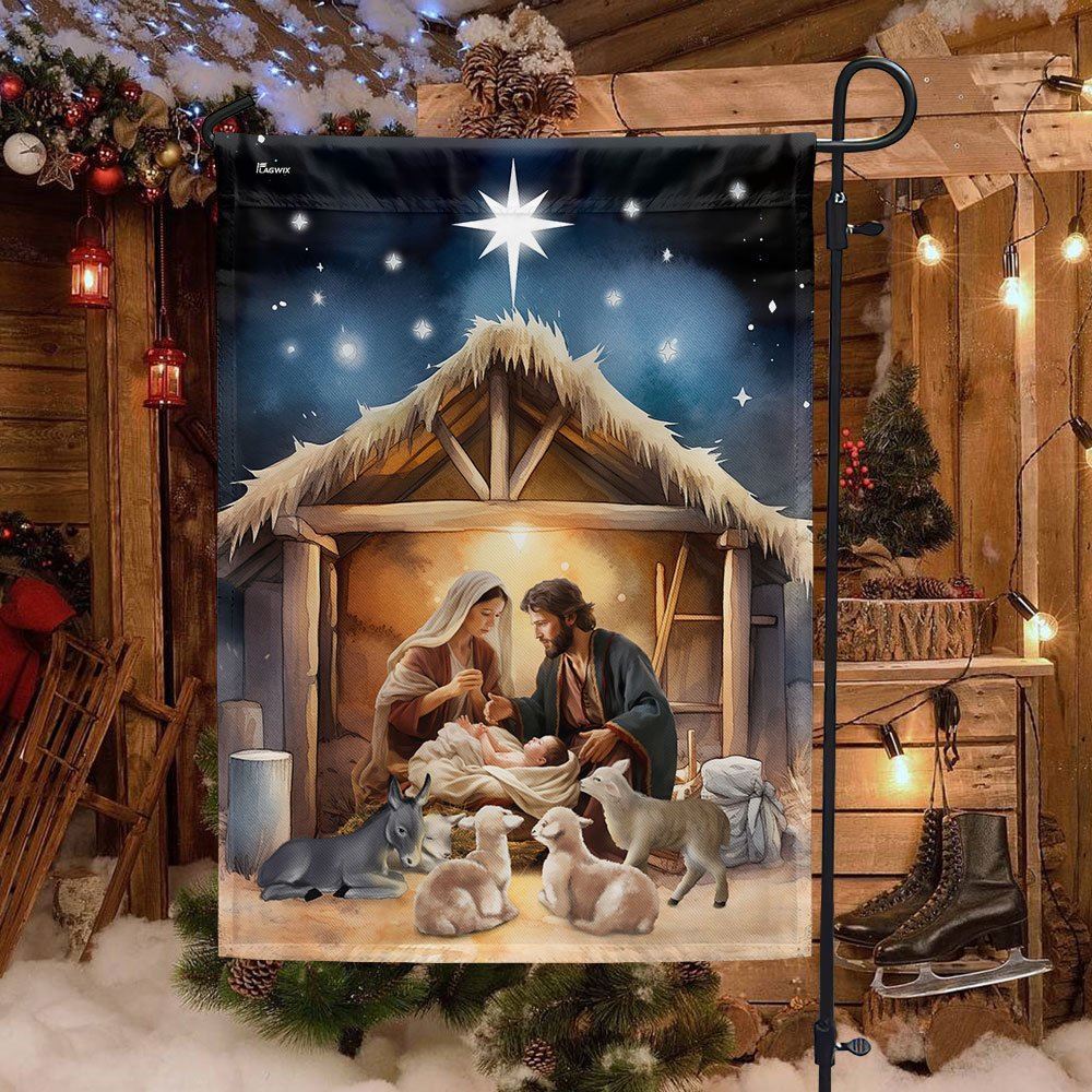 Nativity Of Jesus Christmas Flag Oh Holy Night Christmas Flag, Christian Christmas House Flag, Christmas Outdoor Decor Ideas