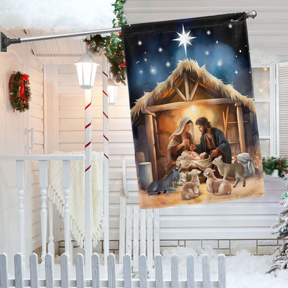 Nativity Of Jesus Christmas Flag Oh Holy Night Christmas Flag, Christian Christmas House Flag, Christmas Outdoor Decor Ideas