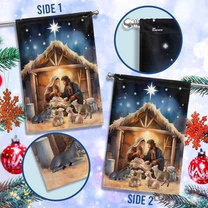 Nativity Of Jesus Christmas Flag Oh Holy Night Christmas Flag, Christian Christmas House Flag, Christmas Outdoor Decor Ideas