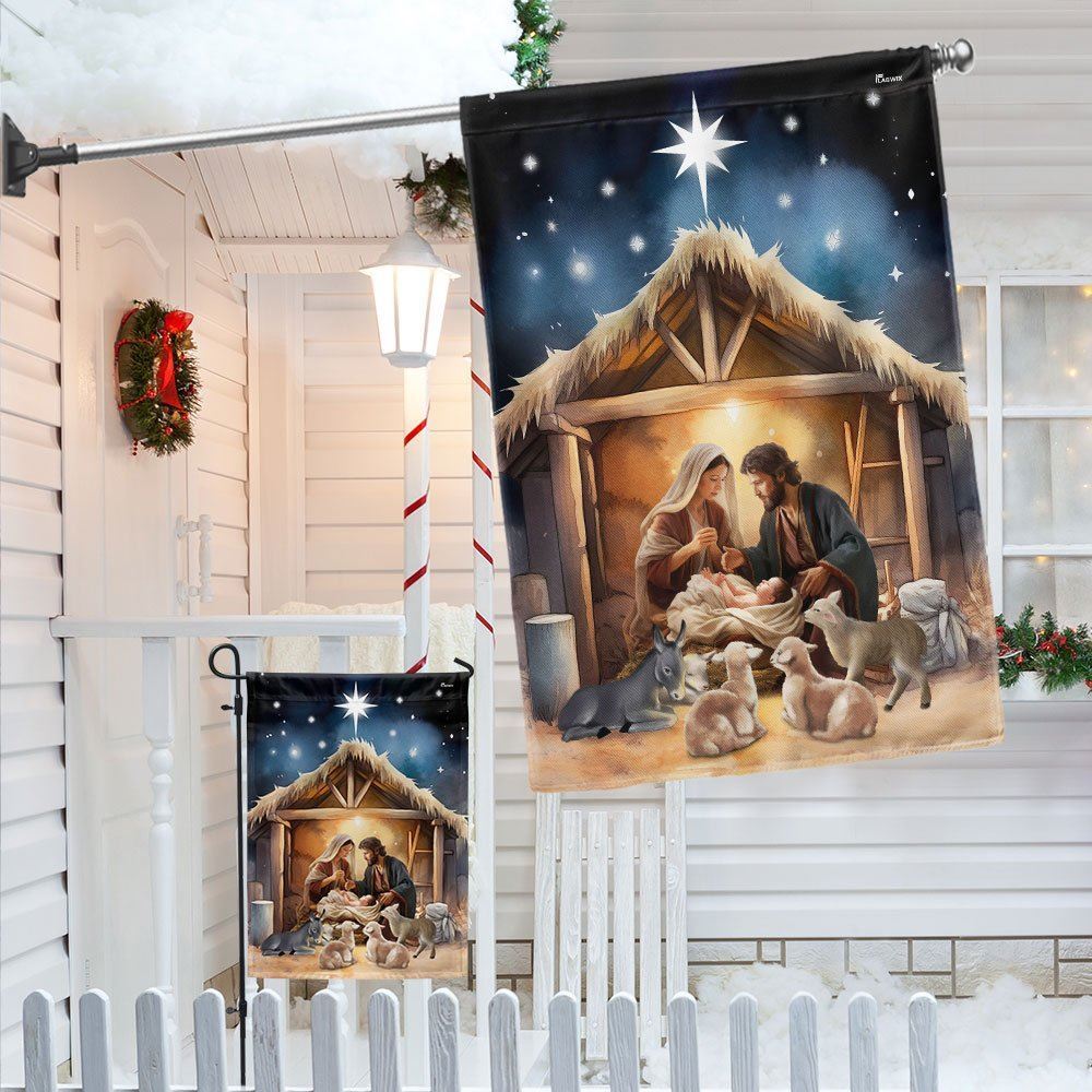 Nativity Of Jesus Christmas Flag Oh Holy Night Christmas Flag, Christian Christmas House Flag, Christmas Outdoor Decor Ideas