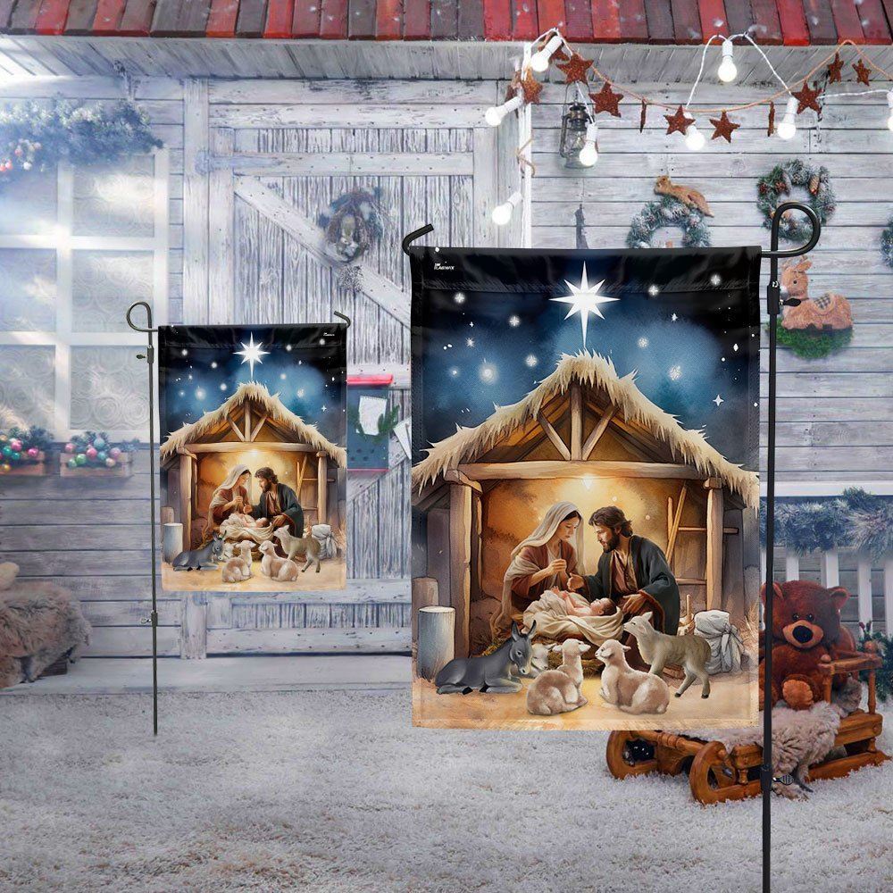 Nativity Of Jesus Christmas Flag Oh Holy Night Christmas Flag, Christian Christmas House Flag, Christmas Outdoor Decor Ideas