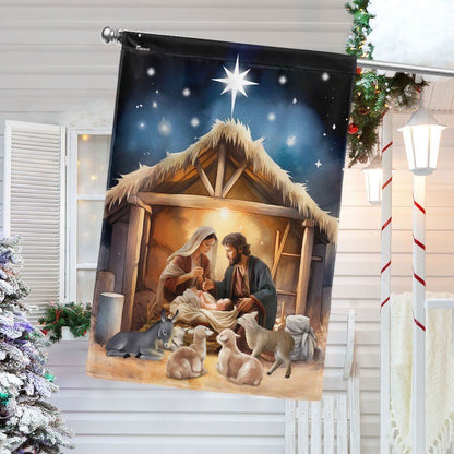 Nativity Of Jesus Christmas Flag Oh Holy Night Christmas Flag, Christian Christmas House Flag, Christmas Outdoor Decor Ideas