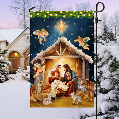 Nativity Of Jesus Christmas Flag Oh Holy Night Flag, Christian Christmas House Flag, Christmas Outdoor Decor Ideas