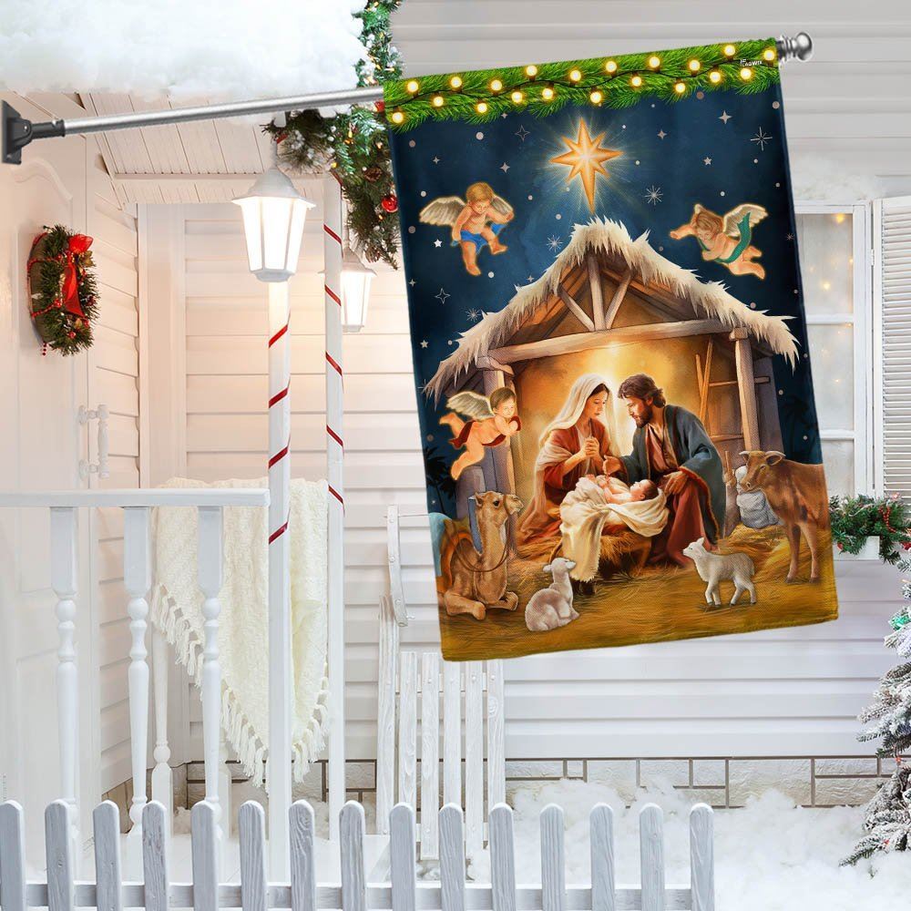 Nativity Of Jesus Christmas Flag Oh Holy Night Flag, Christian Christmas House Flag, Christmas Outdoor Decor Ideas