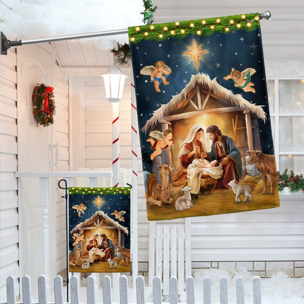 Nativity Of Jesus Christmas Flag Oh Holy Night Flag, Christian Christmas House Flag, Christmas Outdoor Decor Ideas