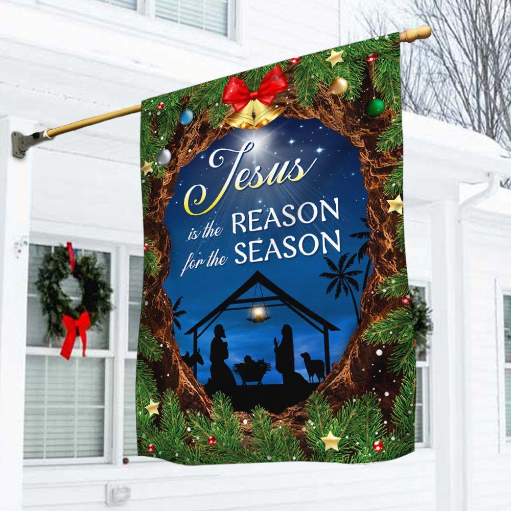 Nativity Of Jesus Flag, Jesus Is The Reason For The Season Flag, Christian Christmas House Flag, Christmas Outdoor Decor Ideas