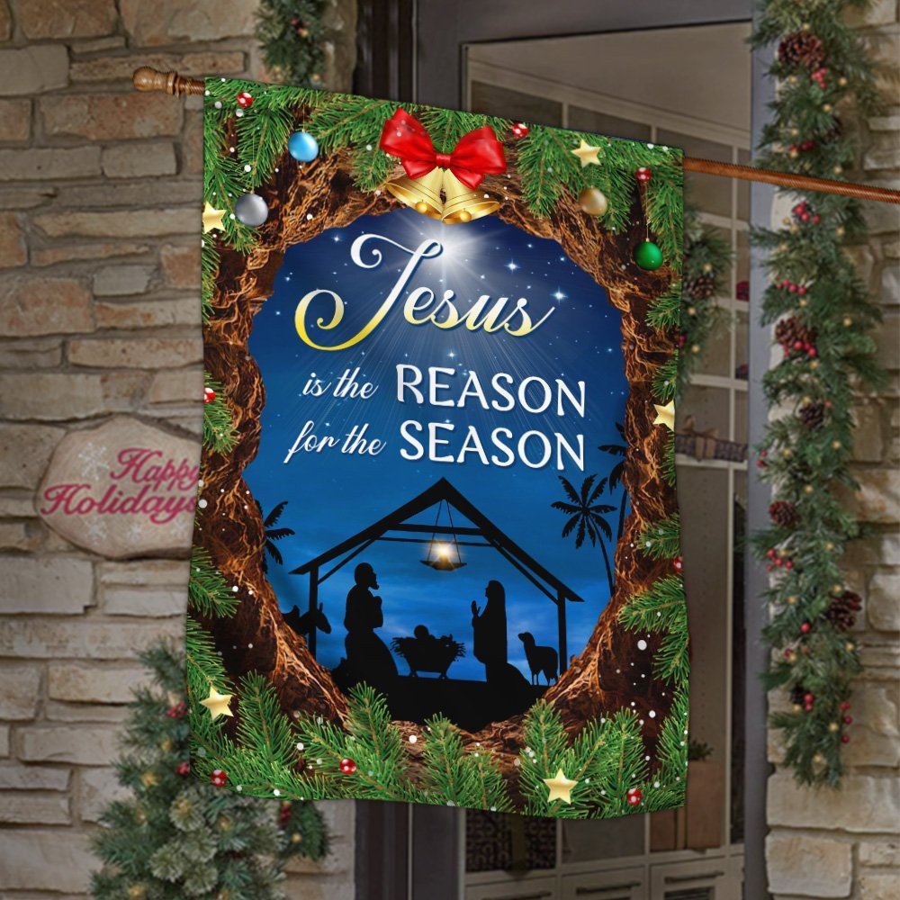 Nativity Of Jesus Flag, Jesus Is The Reason For The Season Flag, Christian Christmas House Flag, Christmas Outdoor Decor Ideas