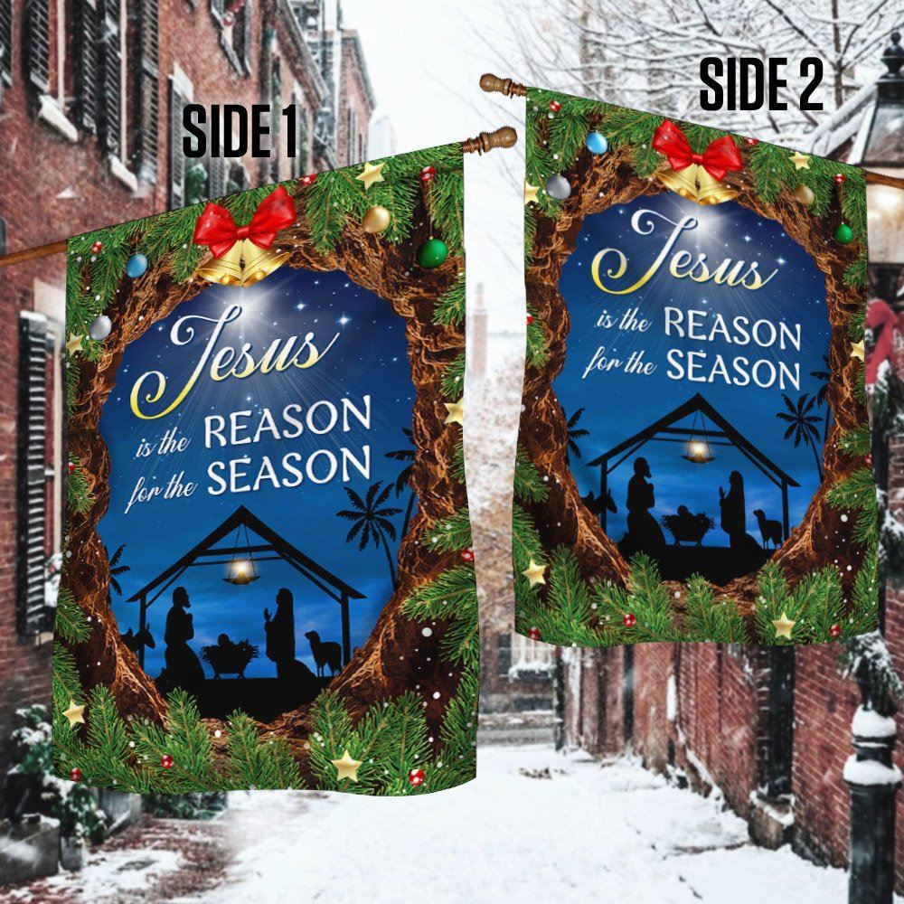 Nativity Of Jesus Flag, Jesus Is The Reason For The Season Flag, Christian Christmas House Flag, Christmas Outdoor Decor Ideas
