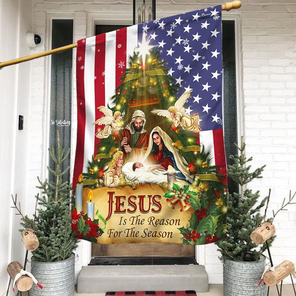Nativity Of Jesus Holy Family Jesus Is The Reason For The Season Flag, Christian Christmas House Flag, Christmas Outdoor Decor Ideas