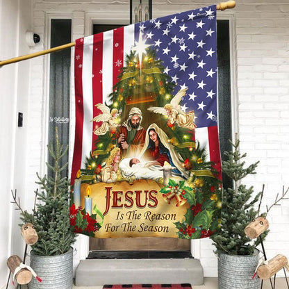 Nativity Of Jesus Holy Family Jesus Is The Reason For The Season Flag, Christian Christmas House Flag, Christmas Outdoor Decor Ideas