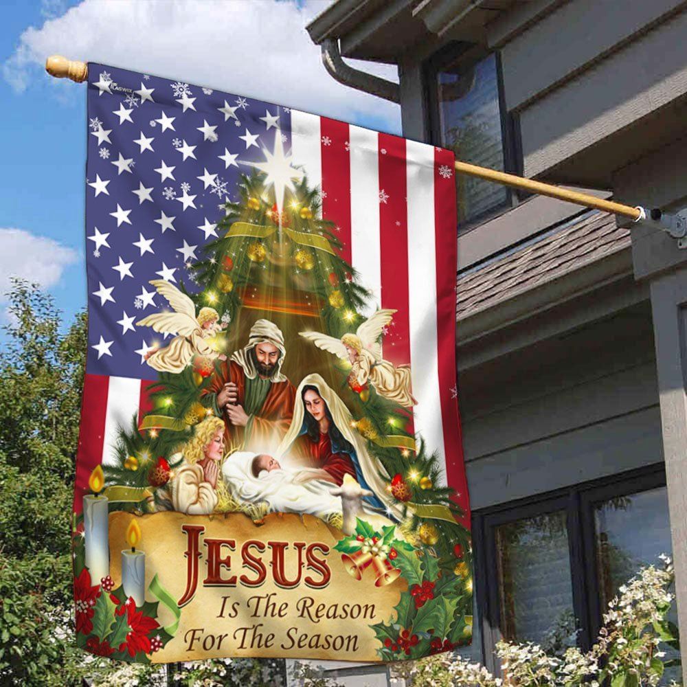 Nativity Of Jesus Holy Family Jesus Is The Reason For The Season Flag, Christian Christmas House Flag, Christmas Outdoor Decor Ideas