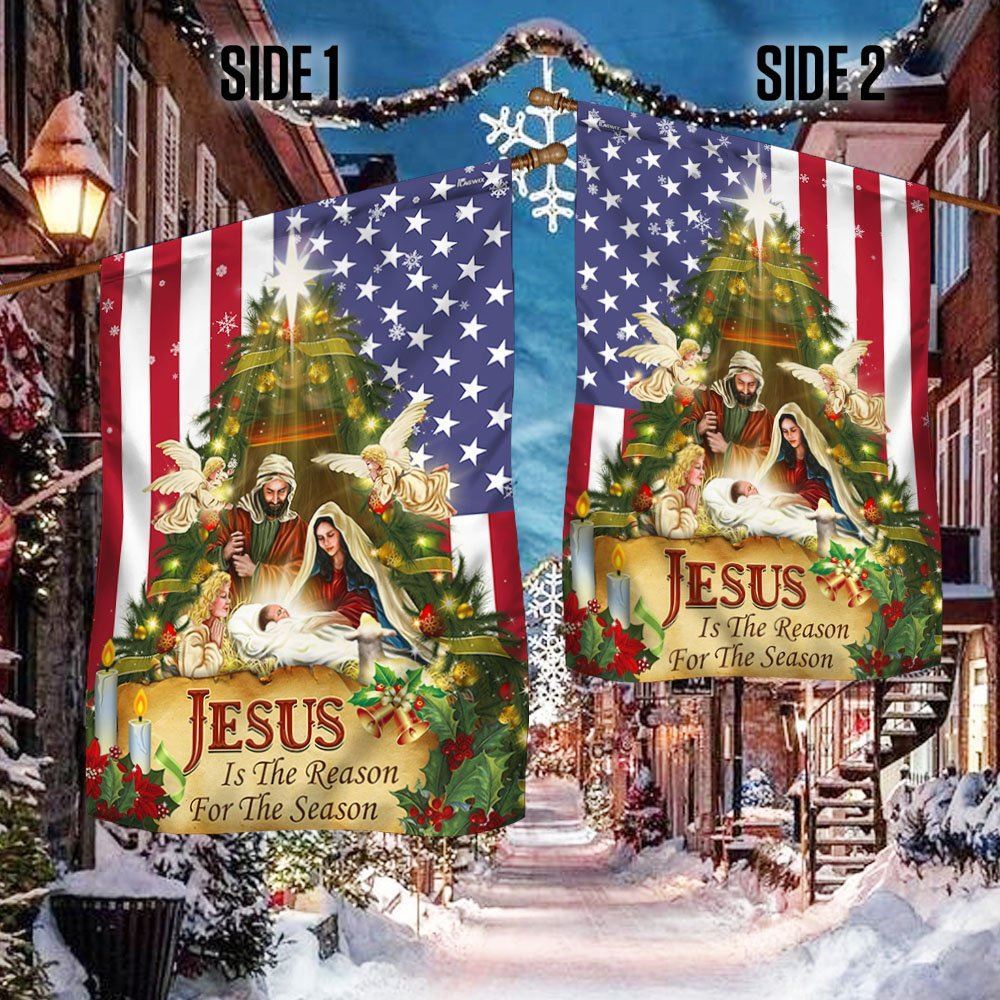 Nativity Of Jesus Holy Family Jesus Is The Reason For The Season Flag, Christian Christmas House Flag, Christmas Outdoor Decor Ideas