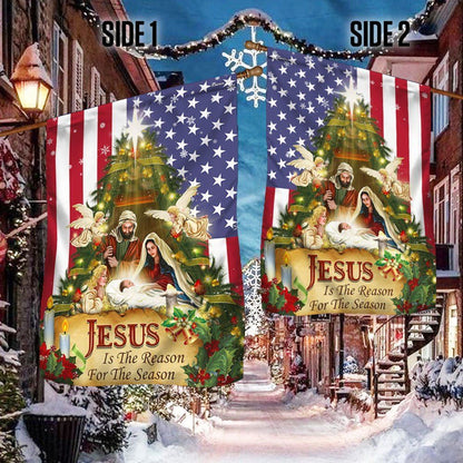 Nativity Of Jesus Holy Family Jesus Is The Reason For The Season Flag, Christian Christmas House Flag, Christmas Outdoor Decor Ideas