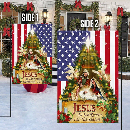 Nativity Of Jesus Holy Family Jesus Is The Reason For The Season Flag, Christian Christmas House Flag, Christmas Outdoor Decor Ideas