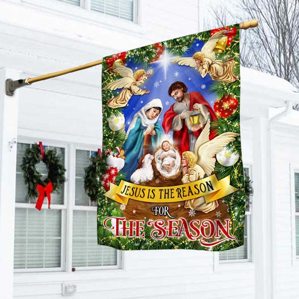 Nativity Of Jesus Holy Night Christmas Flag Jesus Is The Reason For The Season Flag, Christian Christmas House Flag, Christmas Outdoor Decor Ideas