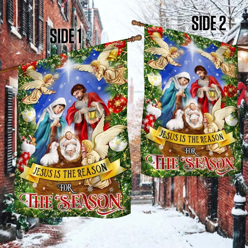 Nativity Of Jesus Holy Night Christmas Flag Jesus Is The Reason For The Season Flag, Christian Christmas House Flag, Christmas Outdoor Decor Ideas