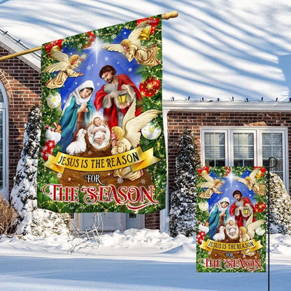 Nativity Of Jesus Holy Night Christmas Flag Jesus Is The Reason For The Season Flag, Christian Christmas House Flag, Christmas Outdoor Decor Ideas