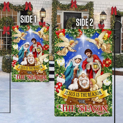 Nativity Of Jesus Holy Night Christmas Flag Jesus Is The Reason For The Season Flag, Christian Christmas House Flag, Christmas Outdoor Decor Ideas