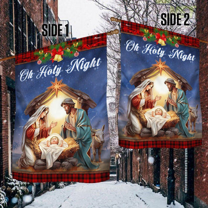Nativity Of Jesus Oh Holy Night Christmas Flag, Christian Christmas House Flag, Christmas Outdoor Decor Ideas