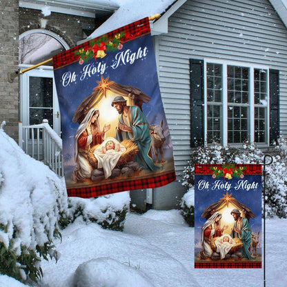 Nativity Of Jesus Oh Holy Night Christmas Flag, Christian Christmas House Flag, Christmas Outdoor Decor Ideas