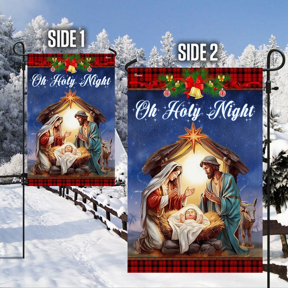 Nativity Of Jesus Oh Holy Night Christmas Flag, Christian Christmas House Flag, Christmas Outdoor Decor Ideas