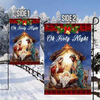 Nativity Of Jesus Oh Holy Night Christmas Flag, Christian Christmas House Flag, Christmas Outdoor Decor Ideas