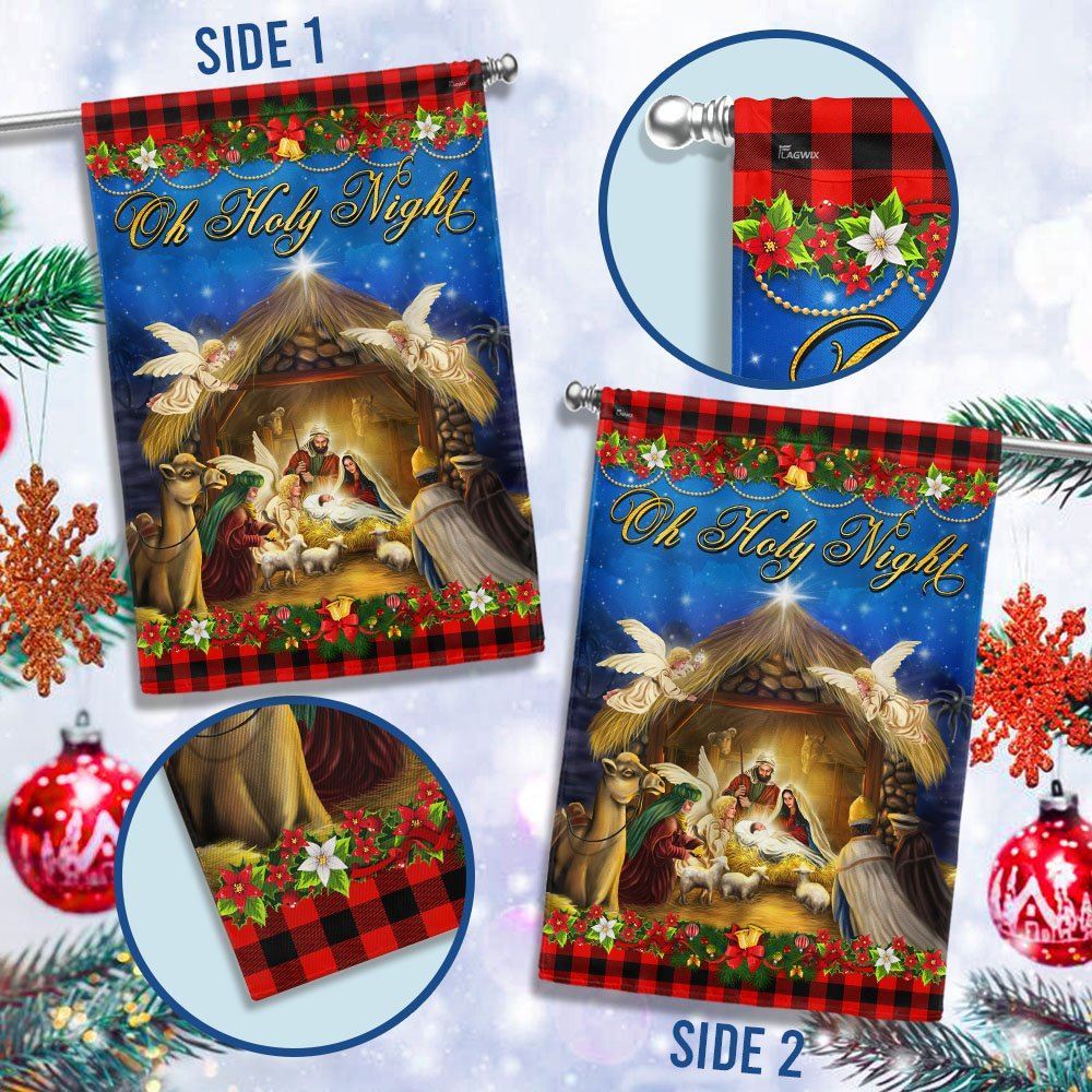 Nativity Of Jesus Oh Holy Night  Jesus Christmas Flag, Christian Christmas House Flag, Christmas Outdoor Decor Ideas