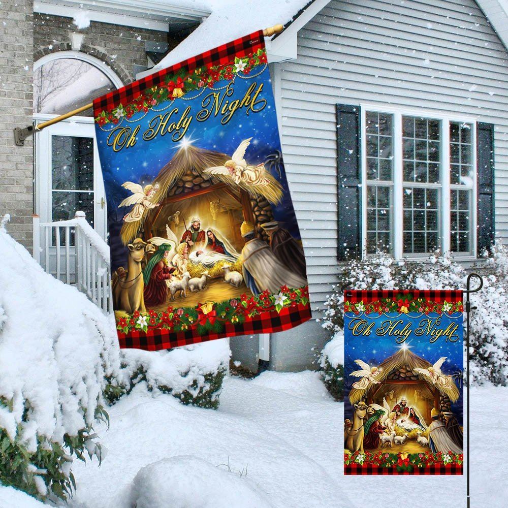 Nativity Of Jesus Oh Holy Night  Jesus Christmas Flag, Christian Christmas House Flag, Christmas Outdoor Decor Ideas