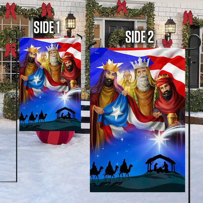 Nativity Of Jesus Three Kings Three Wise Men Puerto Rico Flag, Outdoor House Flags, Christian Flag, Scripture Flag, Garden Banner
