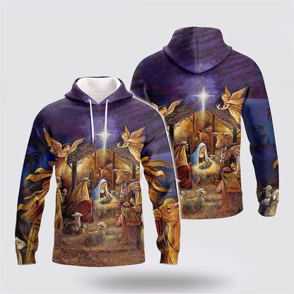 Nativity Scene 3D Hoodies For Women Men, God 3D Printed Hoodie, Christian Apparel Hoodies