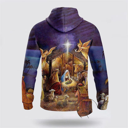 Nativity Scene 3D Hoodies For Women Men, God 3D Printed Hoodie, Christian Apparel Hoodies