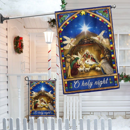 Nativity Scene Christmas Flag O Holy Night Flag, Christian Christmas House Flag, Christmas Outdoor Decor Ideas